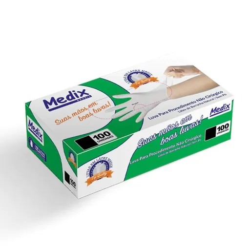 Luva de Látex Sem Pó Tam PP, P, M, G