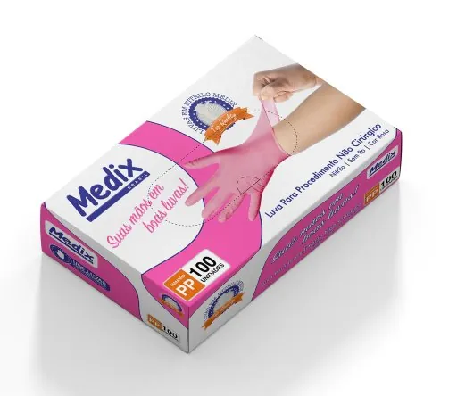 Luva de Nitrilo Preta C/ pó PP, P, M, G